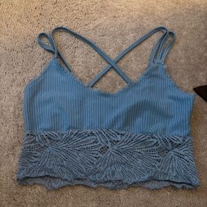 blue lace crop top